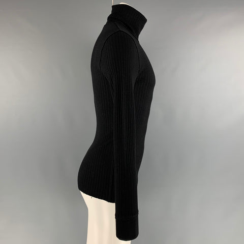 DOLCE & GABBANA Size S Black Ribbed Wool Turtleneck Pullover