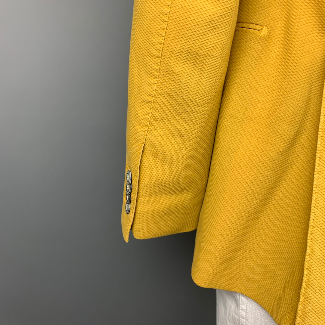 PIOMBO Size 42 Mustard Textured Cotton Notch Lapel Sport Coat