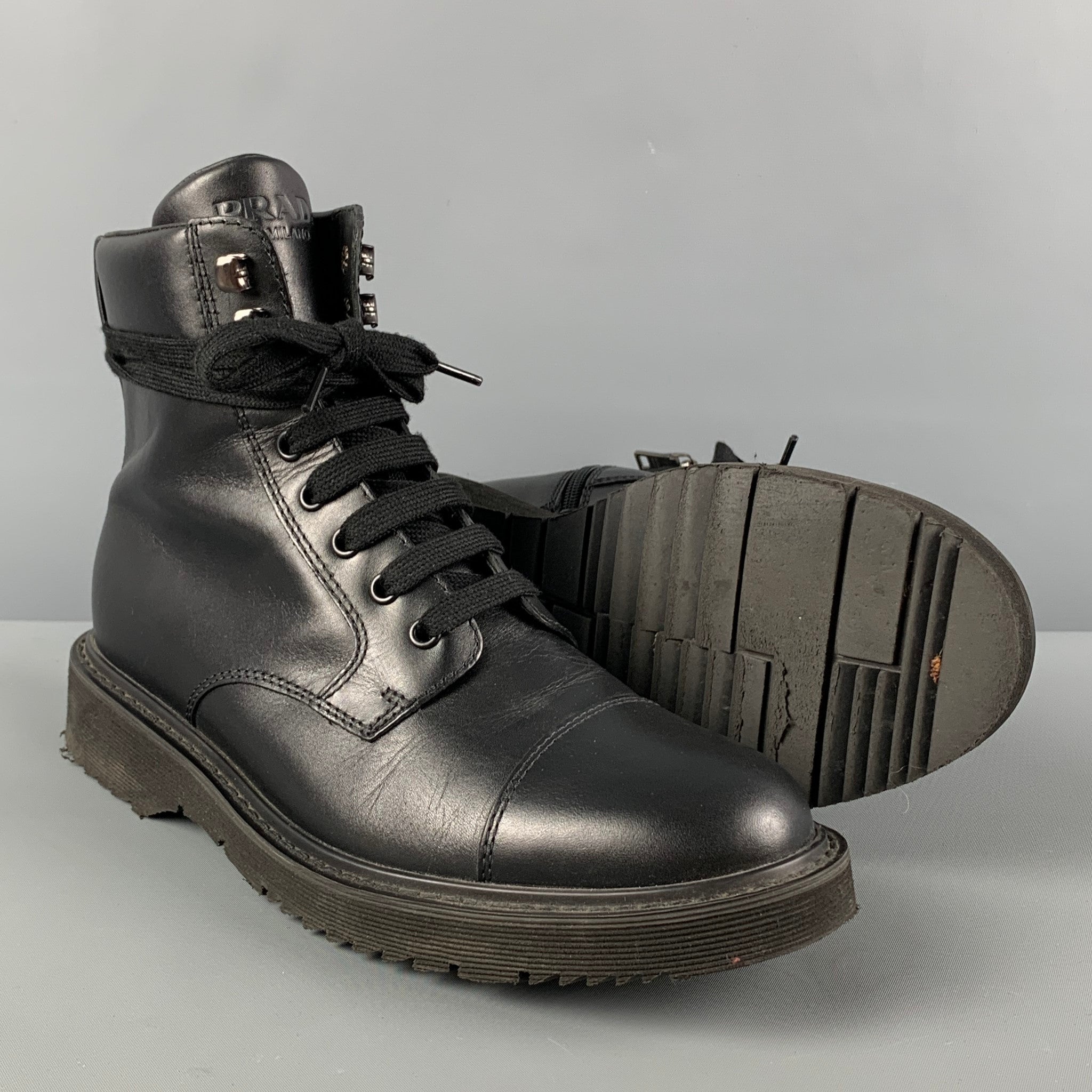 PRADA Size 8 Black Leather City Calf Boots – Sui Generis