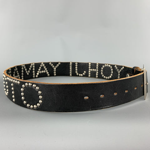 Vintage YOHJI YAMAMOTO Size 32 Black Studded Name Leather Belt