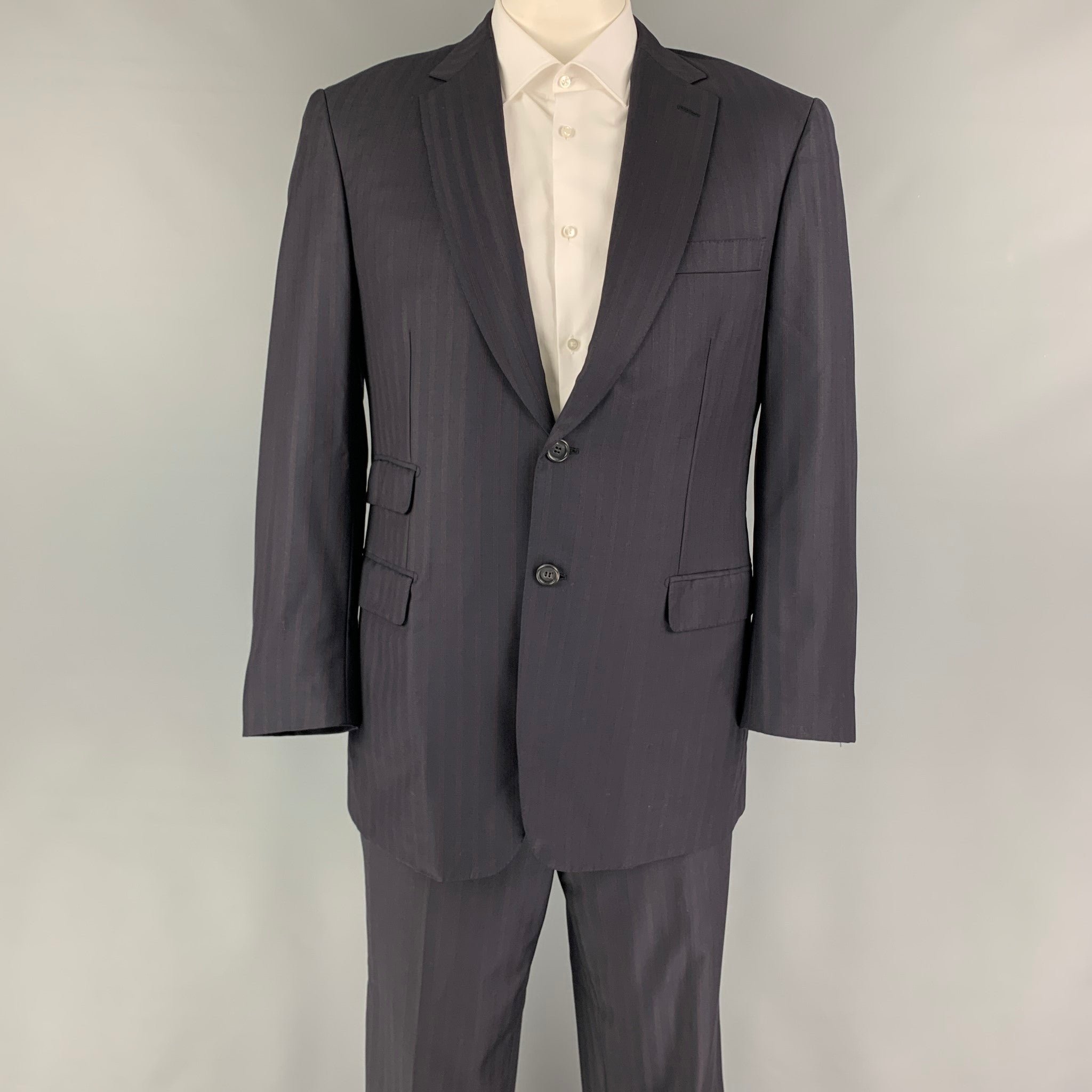 Brioni Gray Wool Prince Of Wales Pinstripe Suit Trousers and Jacket at  1stDibs | brioni pinstripe suit