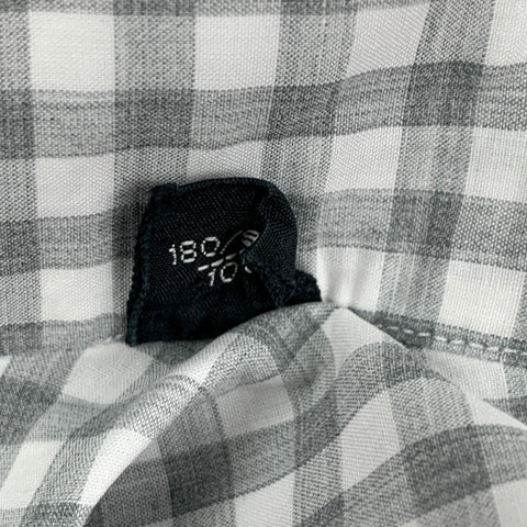 TOM FORD Size L Light Gray White Gingham Cotton Long Sleeve Shirt