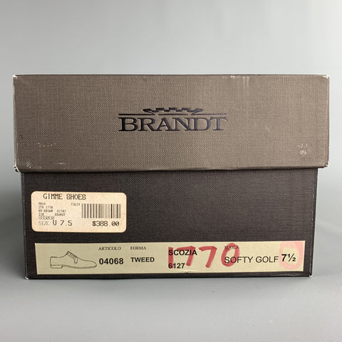 BRANDT Size 8.5 Brown Pebble Grain Leather Lace Up Shoes