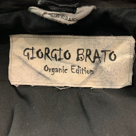 GIORGIO BRATO Chaqueta con cremallera de cuero negro talla 6 (exterior)