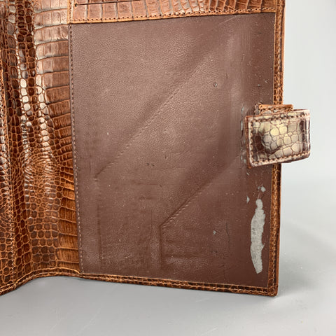 Étui de planificateur en cuir beige gaufré alligator TUMI