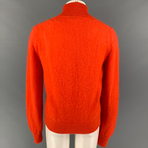 PACO RABANNE Size M Orange Mohair Blend Turtleneck Sweater