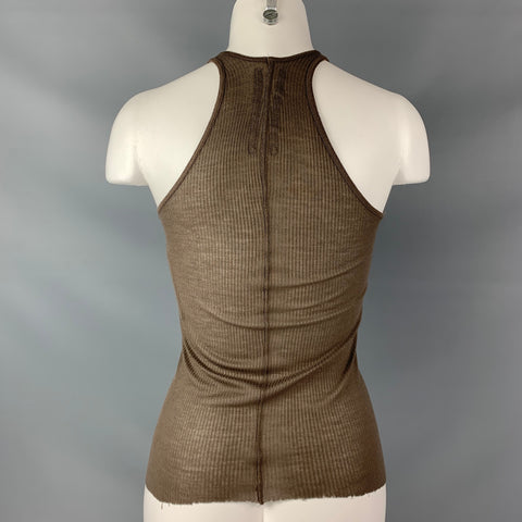 RICK OWENS Dustulator 2006 Size S Taupe Viscose & Silk Ribbed Tank Top