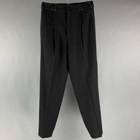 VINTAGE Taille 32 Pantalon de robe de smoking noir