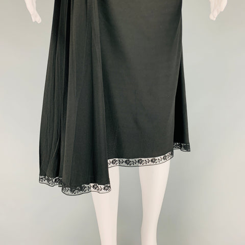 PRADA Taille 2 Robe à bretelles spaghetti froncées en viscose et acétate noir