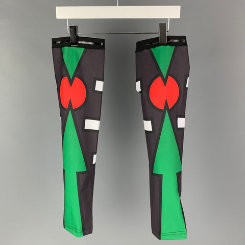 WALTER VAN BEIRENDONCK SS20 Size M Nude Green Graphic Nylon Jersey Bike Top