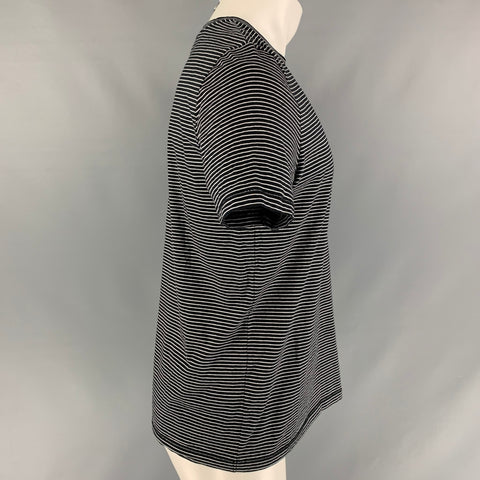 A.P.C. Size M Black & White Striped Cotton Short Sleeve T-shirt