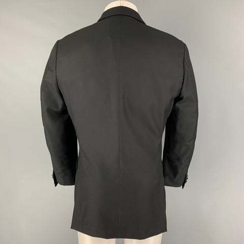 PAUL SMITH Talla 40 Abrigo deportivo con solapa de muesca de seda y lana negra