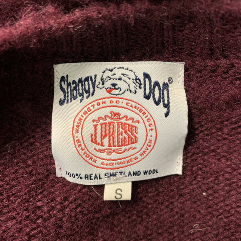 J. PRESS Size S Burgundy Knitted Wool Crew-Neck Sweater