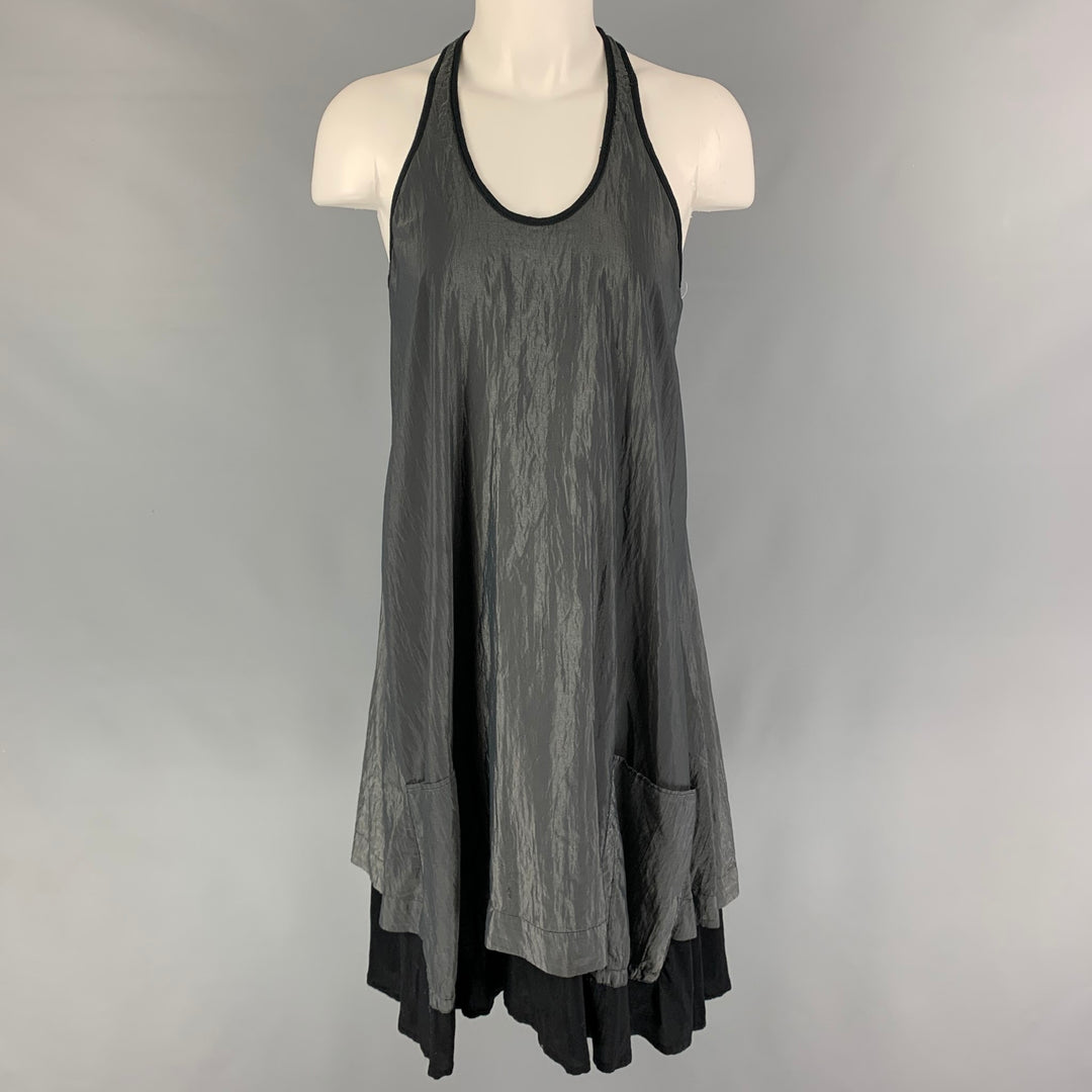 DAMIR DOMA Size S Grey Black Cotton Nylon Wrinkled Tank Dress Sui Generis Designer Consignment DAMIR DOMA Size S Grey Black Cotton Nylon Wrinkled Tank Dress Sui Generis Designer Consignment
