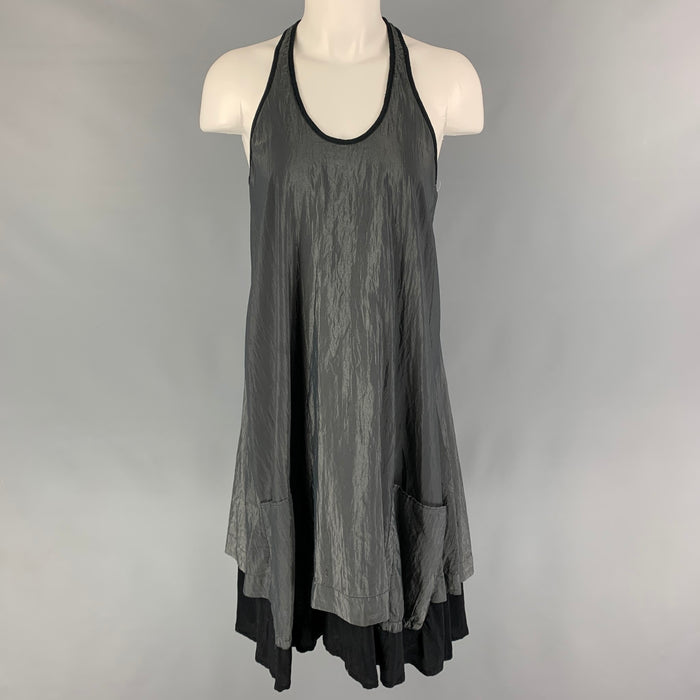 DAMIR DOMA Size S Grey Black Cotton Nylon Wrinkled Tank Dress