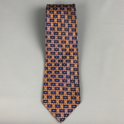 ROCHESTER Purple Orange Woven Silk Tie