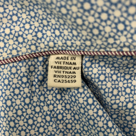 TED BAKER Size L Blue White Dots Cotton Long Sleeve Shirt