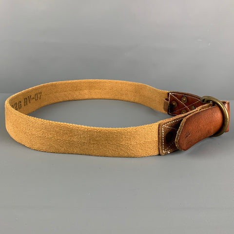 RRL by RALPH LAUREN Size 34 Tan Mustard Distressed Mixed Fabric D Ring Belt