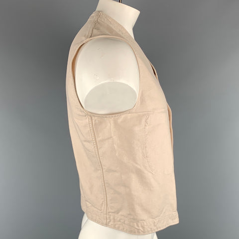 45rpm Size L Beige Solid Cotton Buttoned Vest