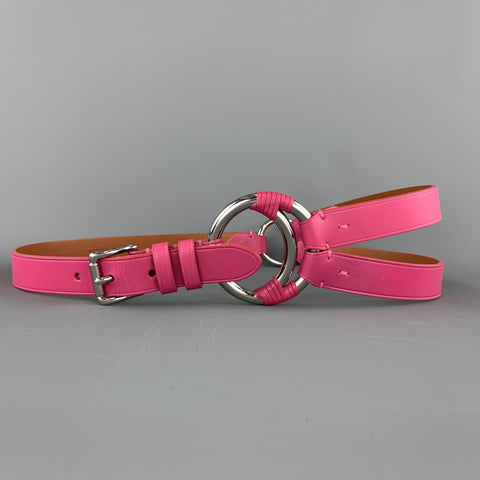 RALPH LAUREN Taille M Ceinture en cuir rose fuchsia à 3 sangles