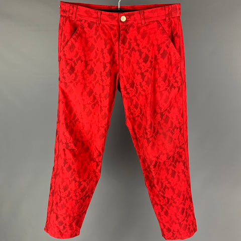 COMME des GARCONS SHIRT Size 34 Red Black Dyed Cotton Casual Pants