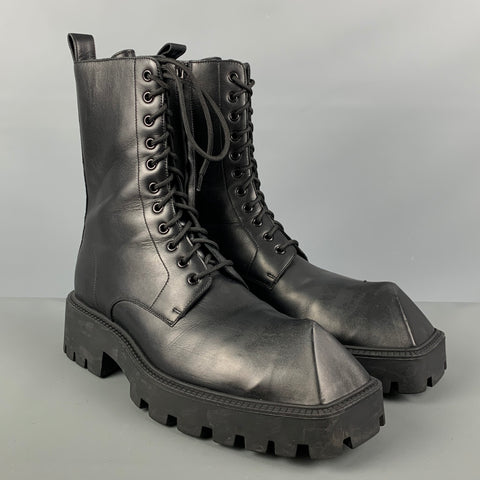 BALENCIAGA Rhino Size 11 Black Lace Up Pyramid Chuncky Boots