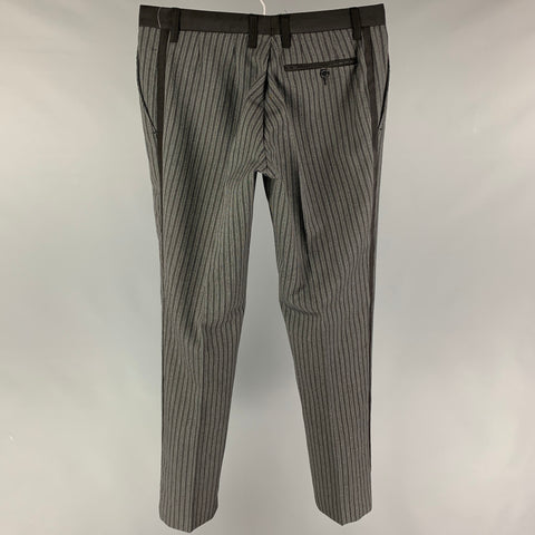 D&G by DOLCE & GABBANA Size 32 Grey Black Stripe Wool Silk Tuxedo Dress Pants