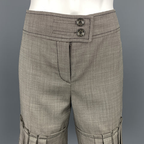 CAROLINA HERRERA Size 6 Brown Tweed Wool Pleated Shorts