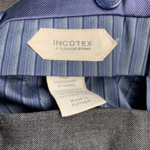 INCOTEX Size 33 Gray Solid Wool 25 Flat Front Dress Pants
