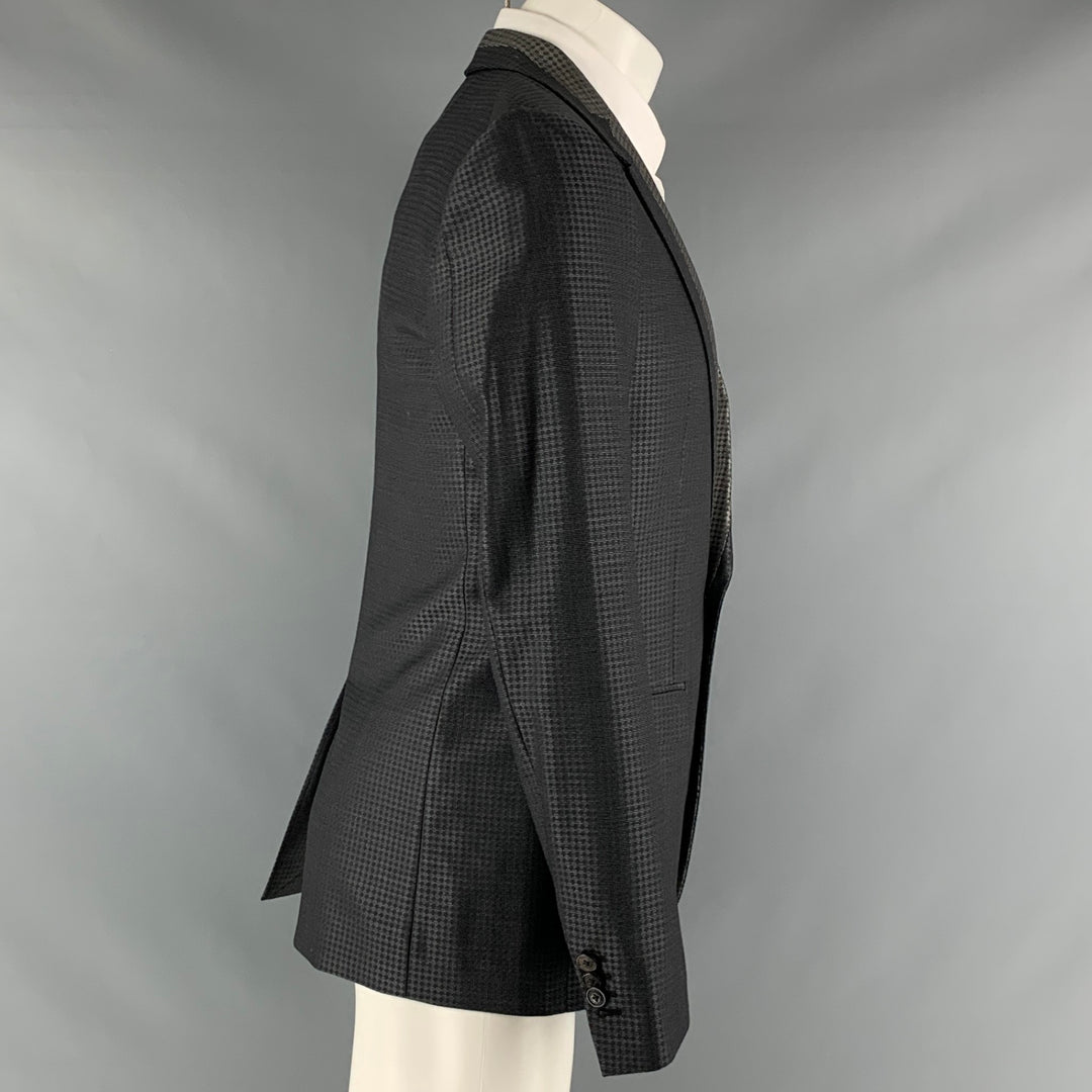 VIKTOR & ROLF Size 38 Grey Black Plaid Wool Silk Notch Lapel Sport Coat