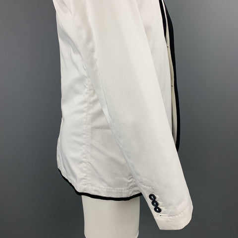 D&G by DOLCE & GABBANA Size 40 White & Navy Notch Lapel Patch Blazer