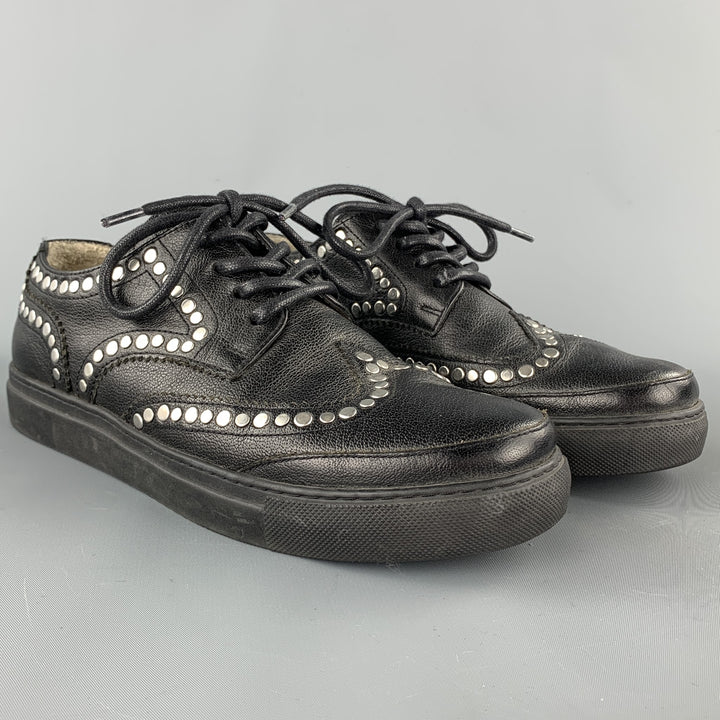 FREE*LANCE Size 7 Black Studded Leather Lace Up Brogues