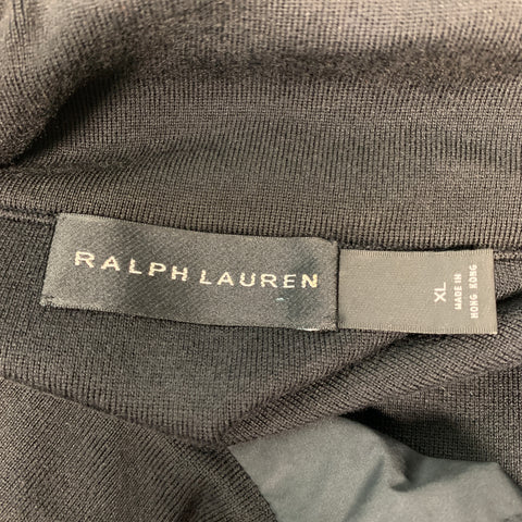 RALPH LAUREN Size XL Black Mixed Fabrics Silk Blend Half Zip Pullover