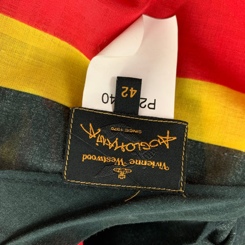 VIVIENNE WESTWOOD ANGLOMANIA Size 6 Black & Red Color Block Cotton Blouse