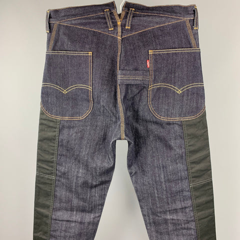 JUNYA WATANABE Size M Indigo Mixed Materials Contrast Stitch Denim Zip Fly Jeans