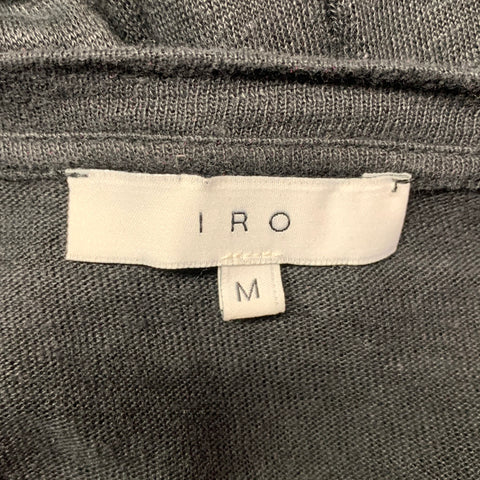 IRO Marvina Size M Black Distressed Linen Long Sleeve T-shirt