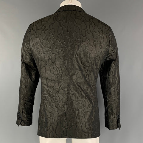 EMPORIO ARMANI Size 38 Olive Jacquard Polyester Blend Sport Coat
