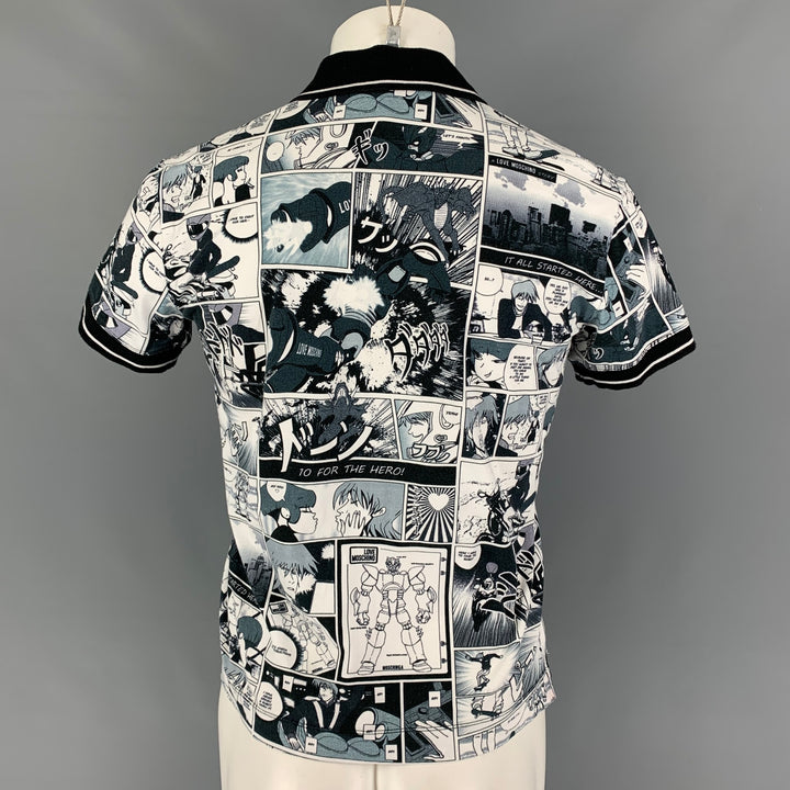 LOVE MOSCHINO Polo de algodón con dibujos animados en blanco y negro Talla M