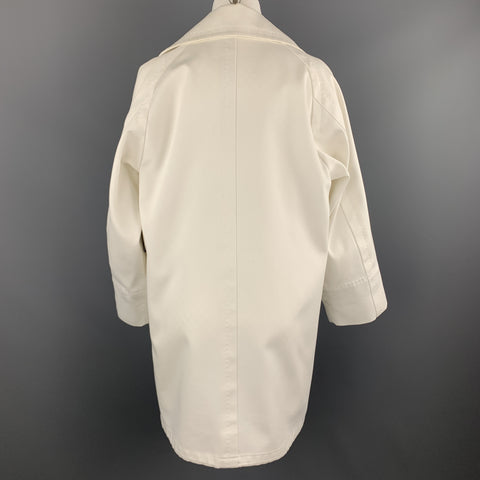 MAX MARA Size 2 White Cotton Hidden Snap Pointed Lapel Coat