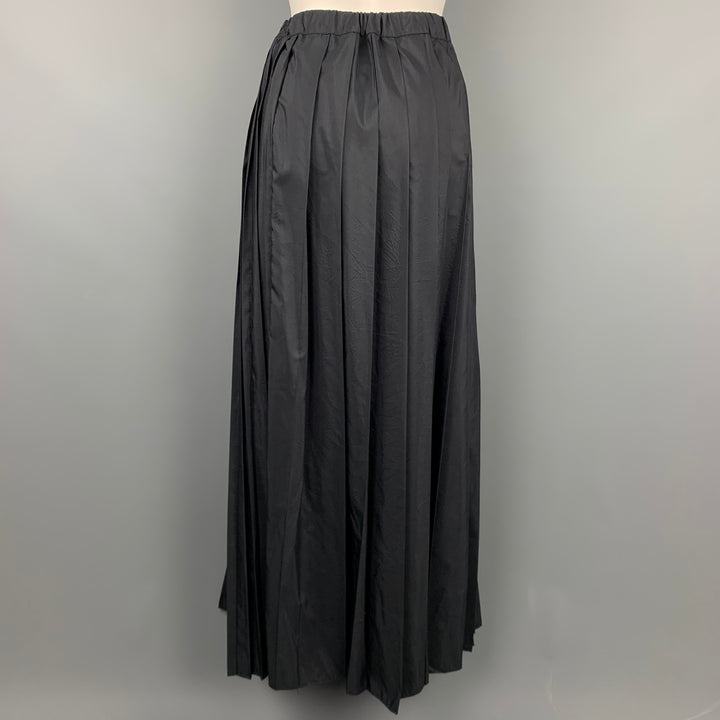 SARA LANZI Size M Black Pleated Wool / Silk Long Skirt