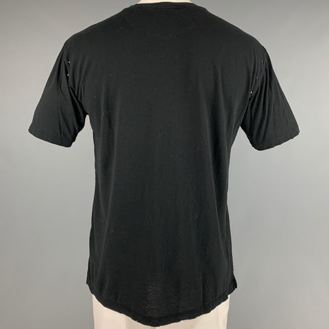 VALENTINO Taille XL T-shirt à col rond en coton graphique noir