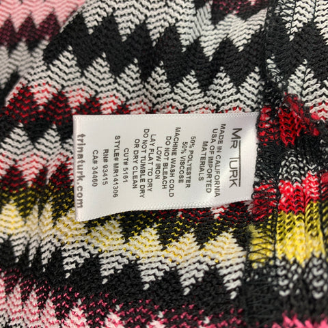 MR TURK Size XXL Multi-Color Zig Zag Viscose / Polyester Open Collar Polo
