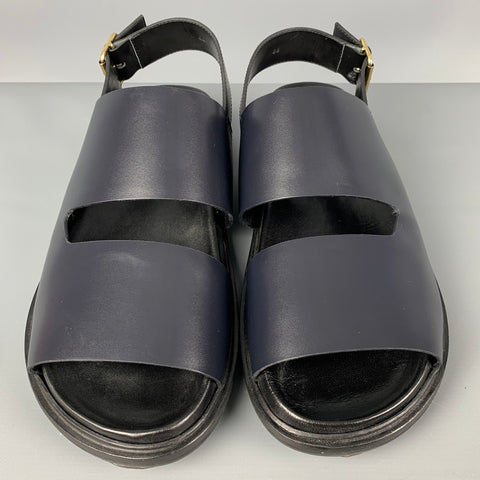 MARNI Size 11 Black Leather Straps Sandals