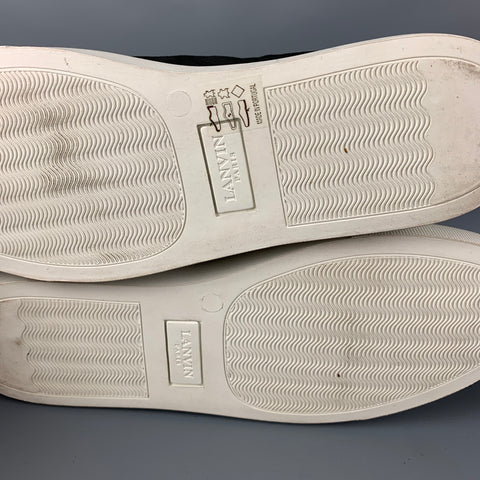 LANVIN Taille 8 Baskets basses en velours à tissus mélangés noir et blanc