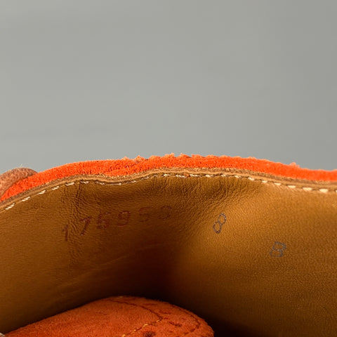 Colección RALPH LAUREN Talla 8.5 Botines con cordones perforados de ante naranja