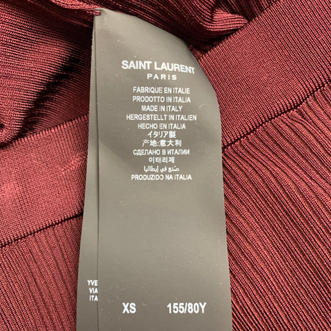 SAINT LAURENT SS 2021 Size XS Burgundy YSL Viscose Ribbed Knit Rider Shorts