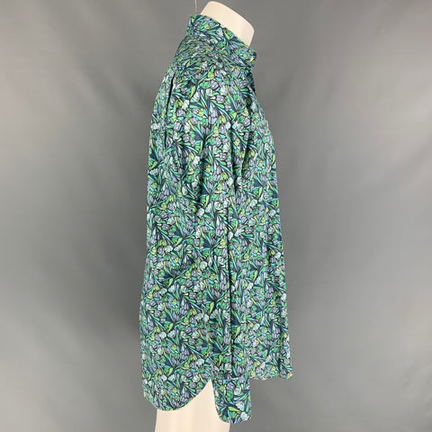 KENT CURWEN Size M Green Abstract Floral Long Sleeve Shirt