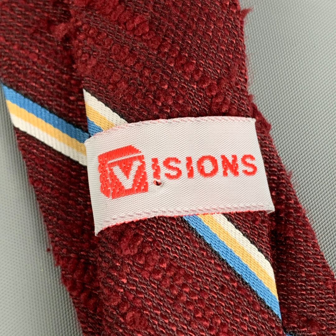 VISIONS Burgundy Diagonal Stripe Polyester Tie
