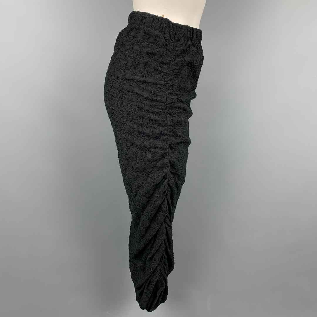 COMME des GARCONS TRICOT Size S Black Eyelet Cotton Blend Ruched Skirt