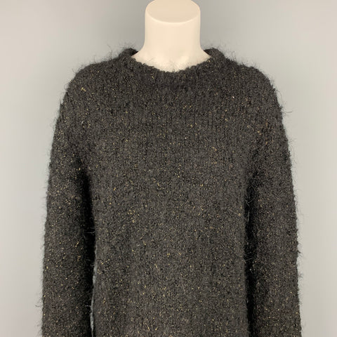 COMME des GARCONS Talla L Jersey negro de lana / poliéster dorado